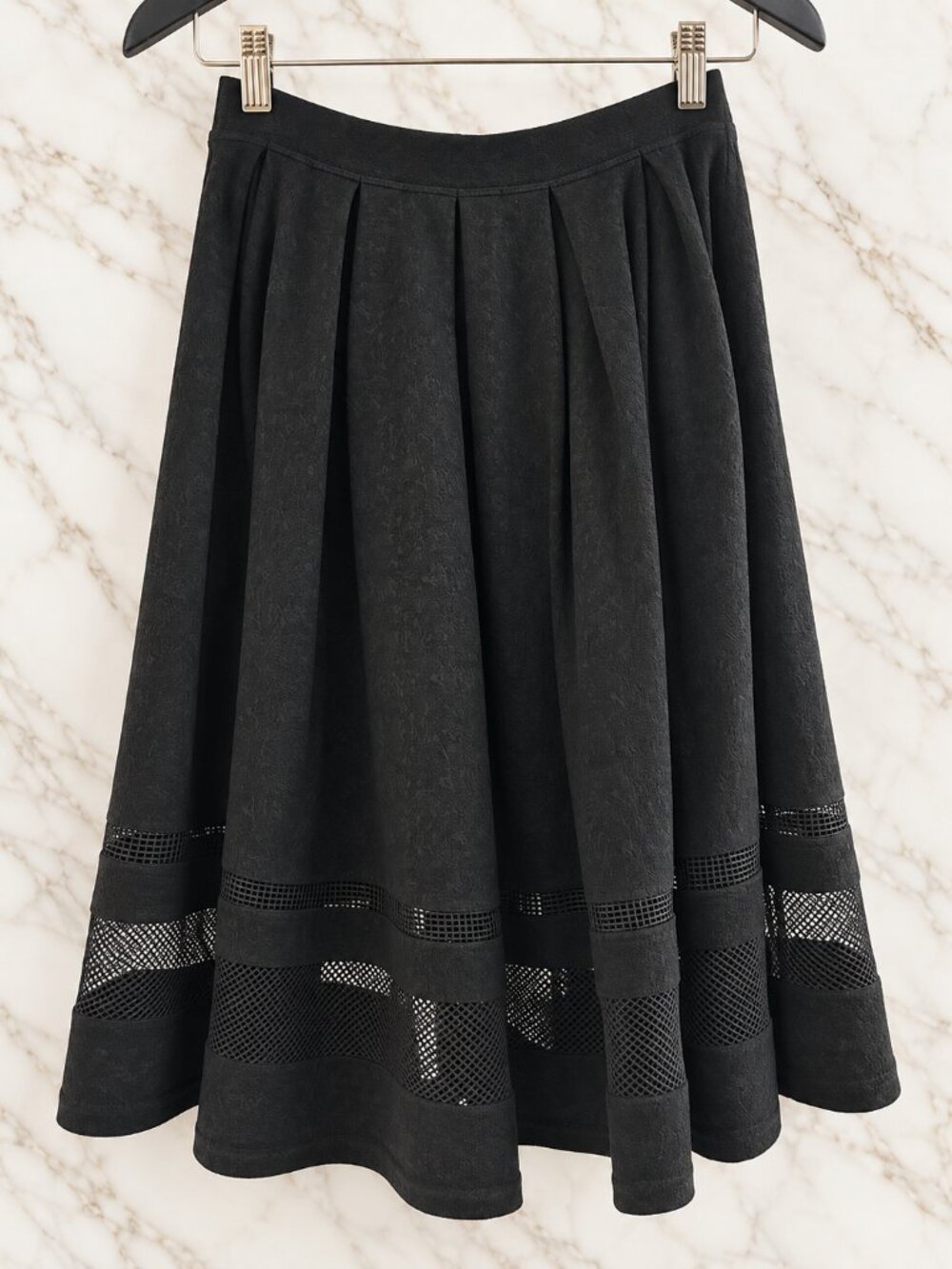 TITIKA Active Couture Charcoal Grey Midi Skirt Mesh Detail Size S